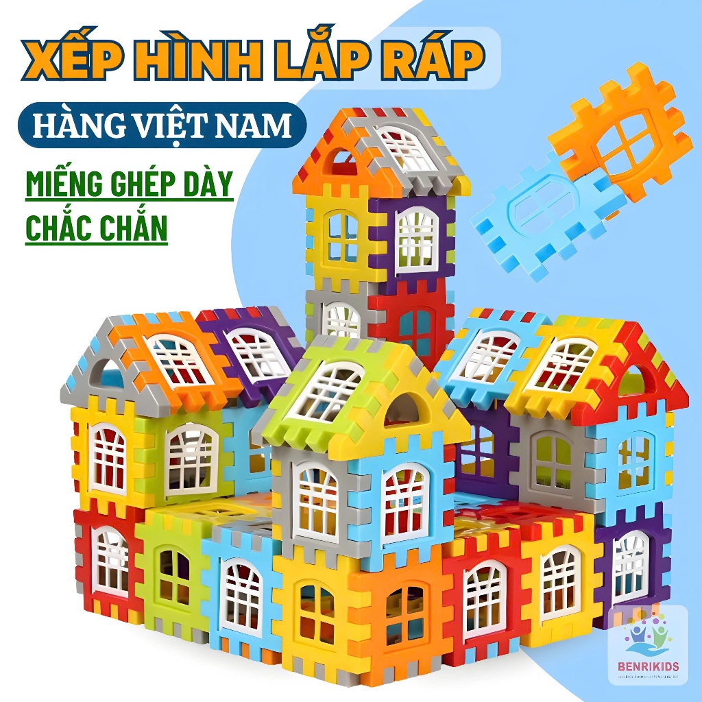 Ảnh Đồ Chơi Lắp Ghép Xếp Hình Khối Xây Dựng Benrikids Cho Bé Có Miếng Ghép Vuông To Nhiều Màu Sắc Cho Bé Sáng Tạo 1