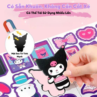 Đồ Chơi Tranh Bóc Dán Nam Châm Từ Tính Hình Kuromi/ Melody/ Pochaco Dễ Thương - Sách Dán Hình Thủ Công Cỡ Lớn Cho Bé
