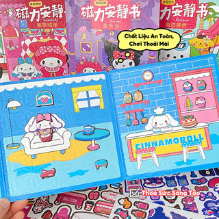 Đồ Chơi Tranh Bóc Dán Nam Châm Từ Tính Hình Kuromi/ Melody/ Pochaco Dễ Thương - Sách Dán Hình Thủ Công Cỡ Lớn Cho Bé