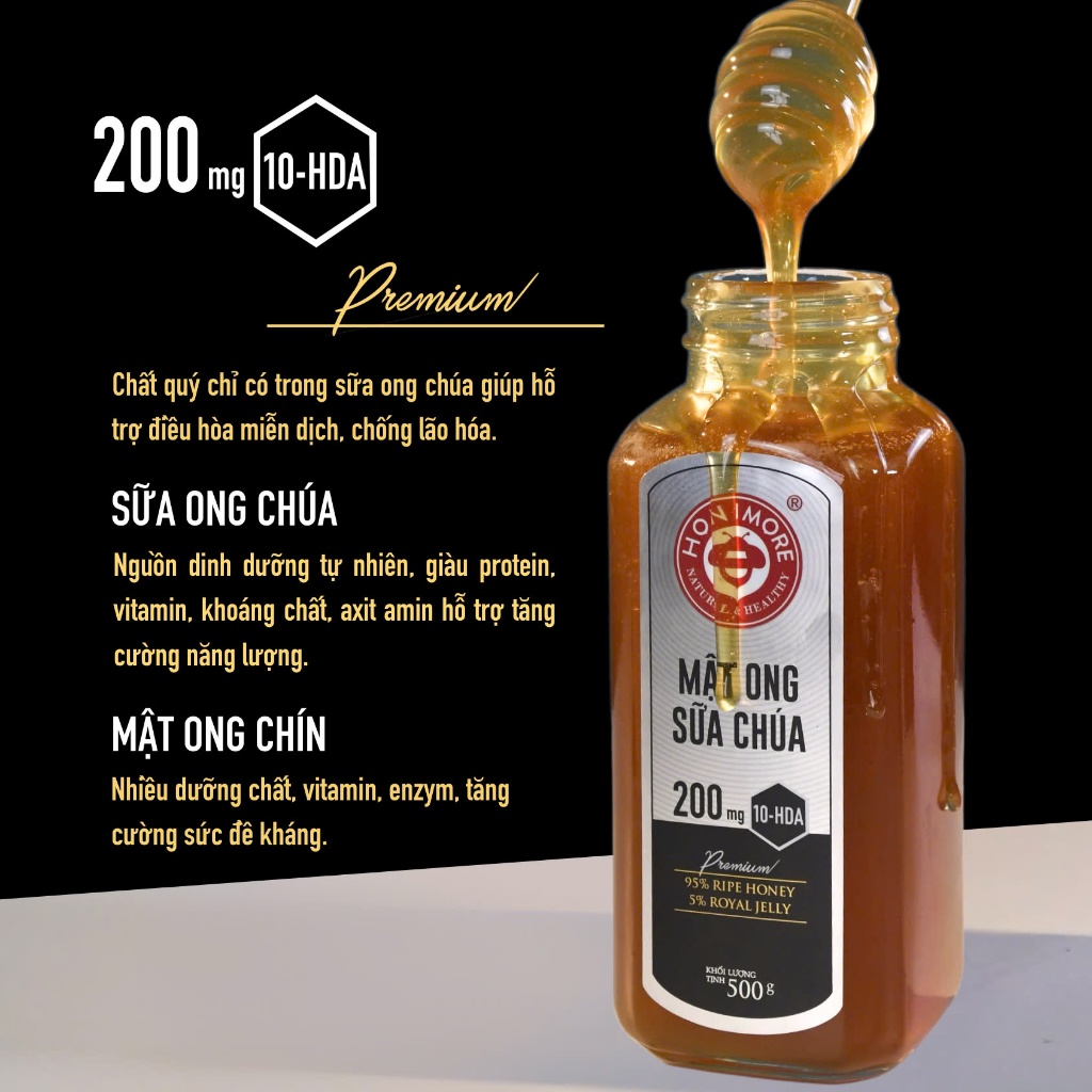 Ảnh Mật ong sữa chúa Honimore 500g- 10HDA 200mg | Hỗ trợ tăng cường miễn dịch| Tốt cho sinh lý 1
