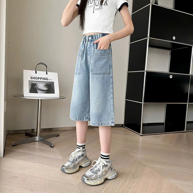 Quần jean lửng túi hộp cho bé gái size đại BEESHOP H25073