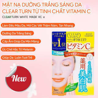 Mặt Nạ Giấy Dưỡng Trắng VitaminC Kosé Softymo Clear Turn White Mask VC