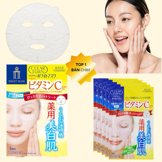 Mặt Nạ Giấy Dưỡng Trắng VitaminC Kosé Softymo Clear Turn White Mask VC
