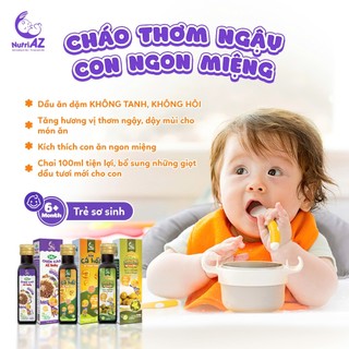 Combo 3 Dầu Ăn Dặm 100ML Và 3 Bánh Ăn Dặm 3 Vị 30G Giúp Con Ăn Ngon, Thông Minh Cho Bé Từ 6 Tháng Tuổi