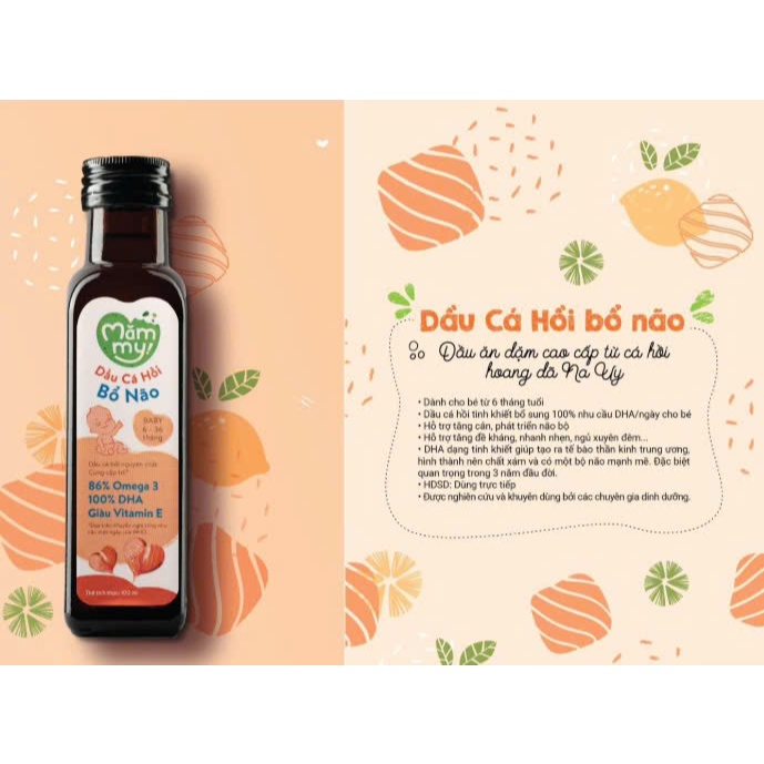 Dầu ăn dặm Mămmy cho bé từ 6 tháng,dầu Cá Hồi -Oliu - Hạt Lanh - Chiên Xào 100ml bổ sung DHA,Omega-3