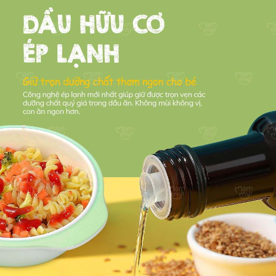 Dầu ăn dặm Mămmy cho bé từ 6 tháng,dầu Cá Hồi -Oliu - Hạt Lanh - Chiên Xào 100ml bổ sung DHA,Omega-3