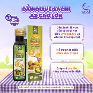 Combo 3 Dầu Ăn Dặm 30ML Cá Hồi, Oliu Sachi Và Chiên Xào 5 Hạt Quý NutriAZ Cho Bé Phát Triển Toàn Diện Nhập Khẩu Châu Âu