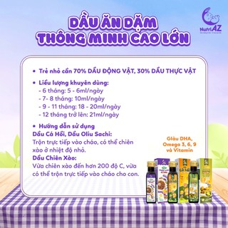 Dầu Ăn Dặm Cho Bé NutriAZ - Dầu Oliu Sachi Giúp Thông Minh Cao Lớn Nhập Khẩu Châu Âu