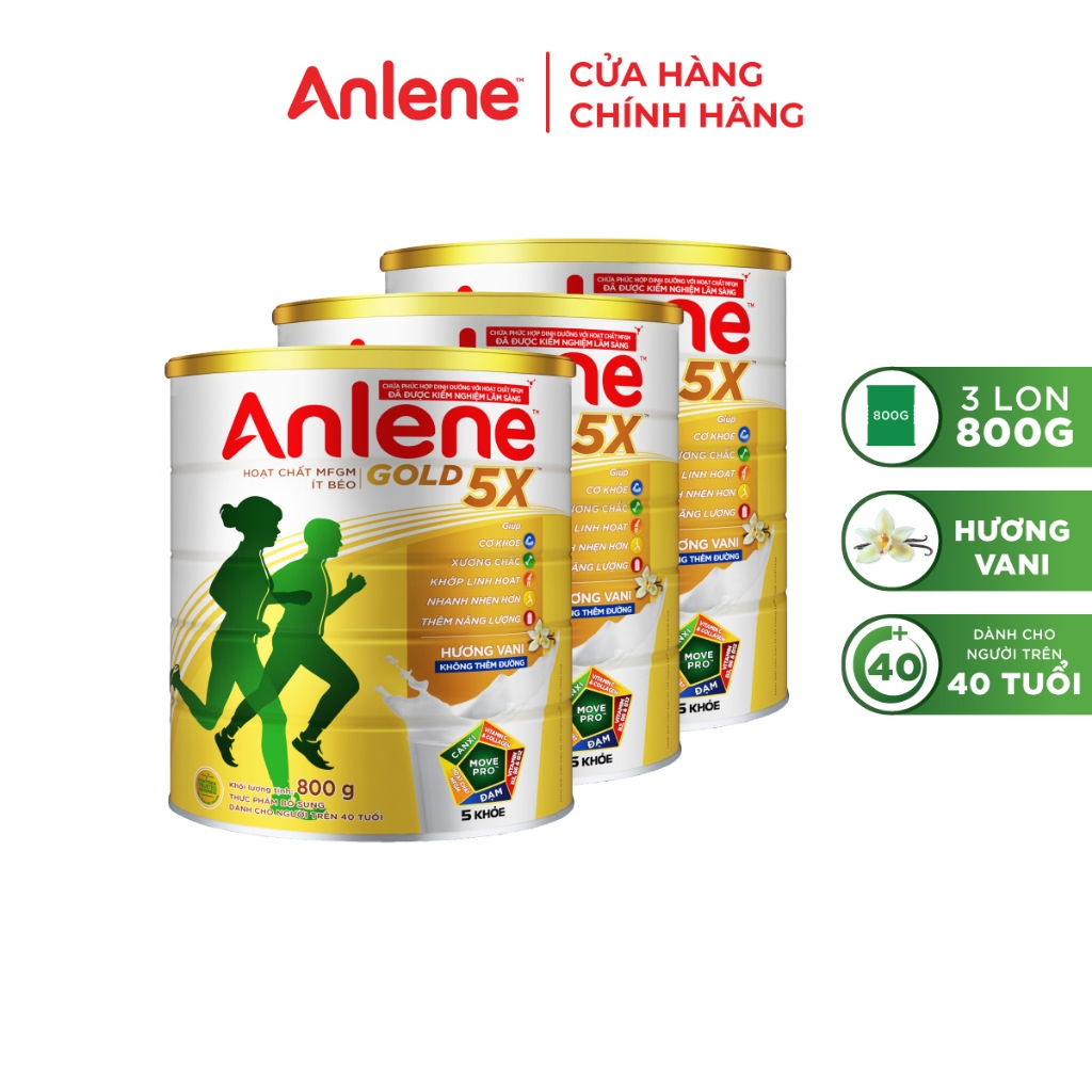 Ảnh Combo 3 lon Sữa Bột Anlene Gold Hương Vani 800g 1