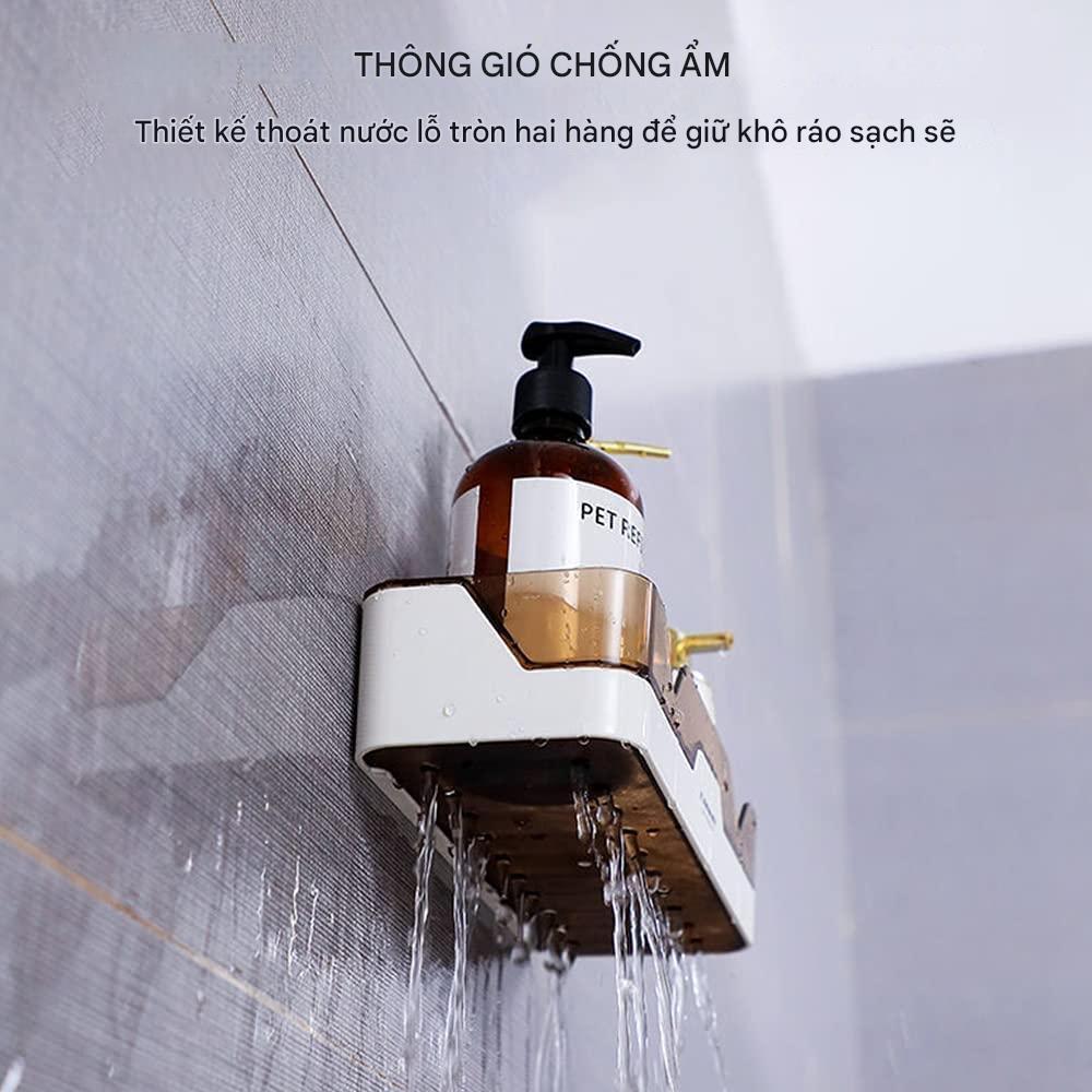 kệ nhựa để đồ nhà tắm dán tường, đựng đồ nhà bếp tiện lợi có khay ráo nước 9925 amizin68