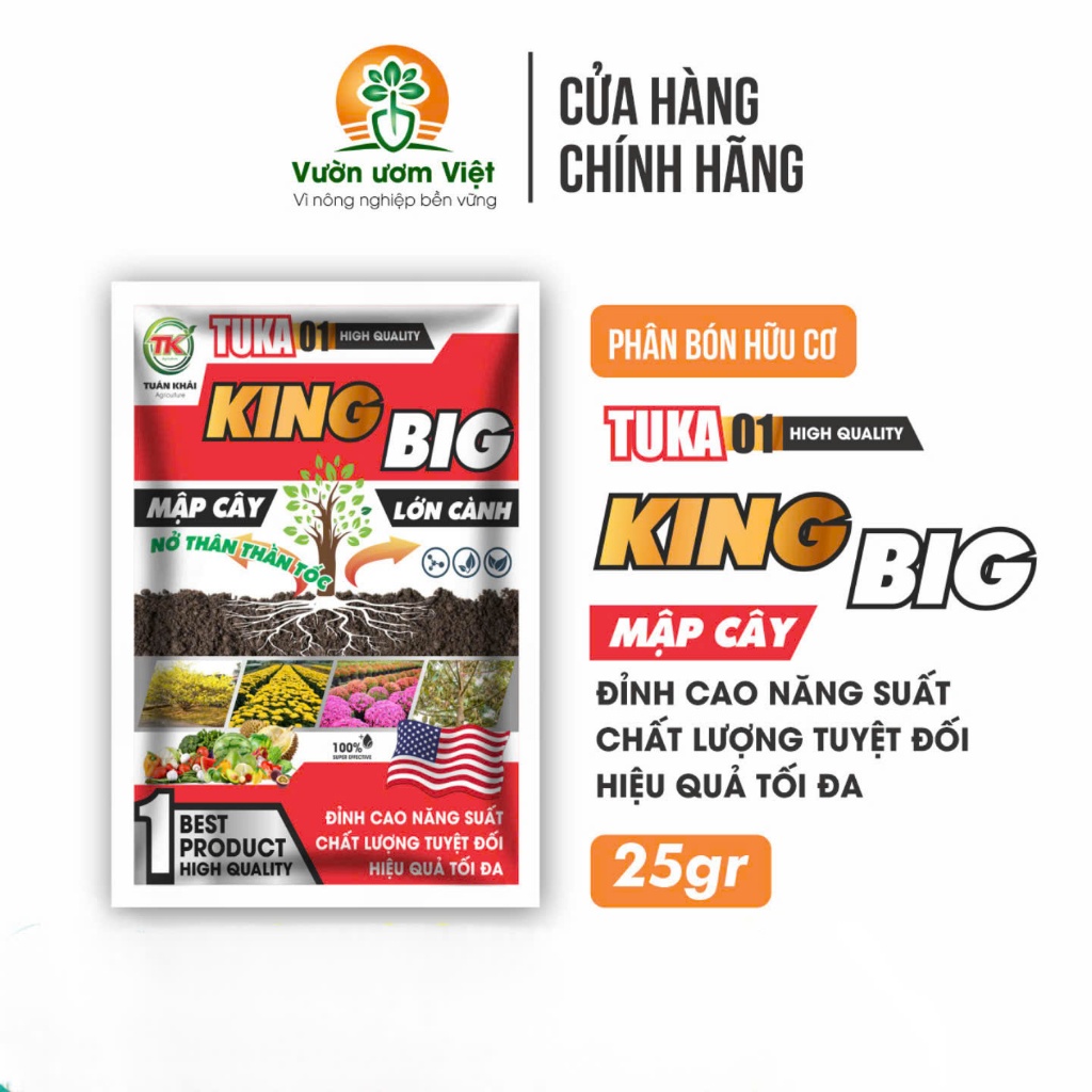 Phân bón lá KING BIG làm mập đọt, kích thích nở ngang cực mạnh, gốc to, thân lớn mạnh mẽ - 25gr