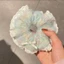 Scrunchies buộc tóc màu be vải xô cao cấp họa tiết hoa vintage