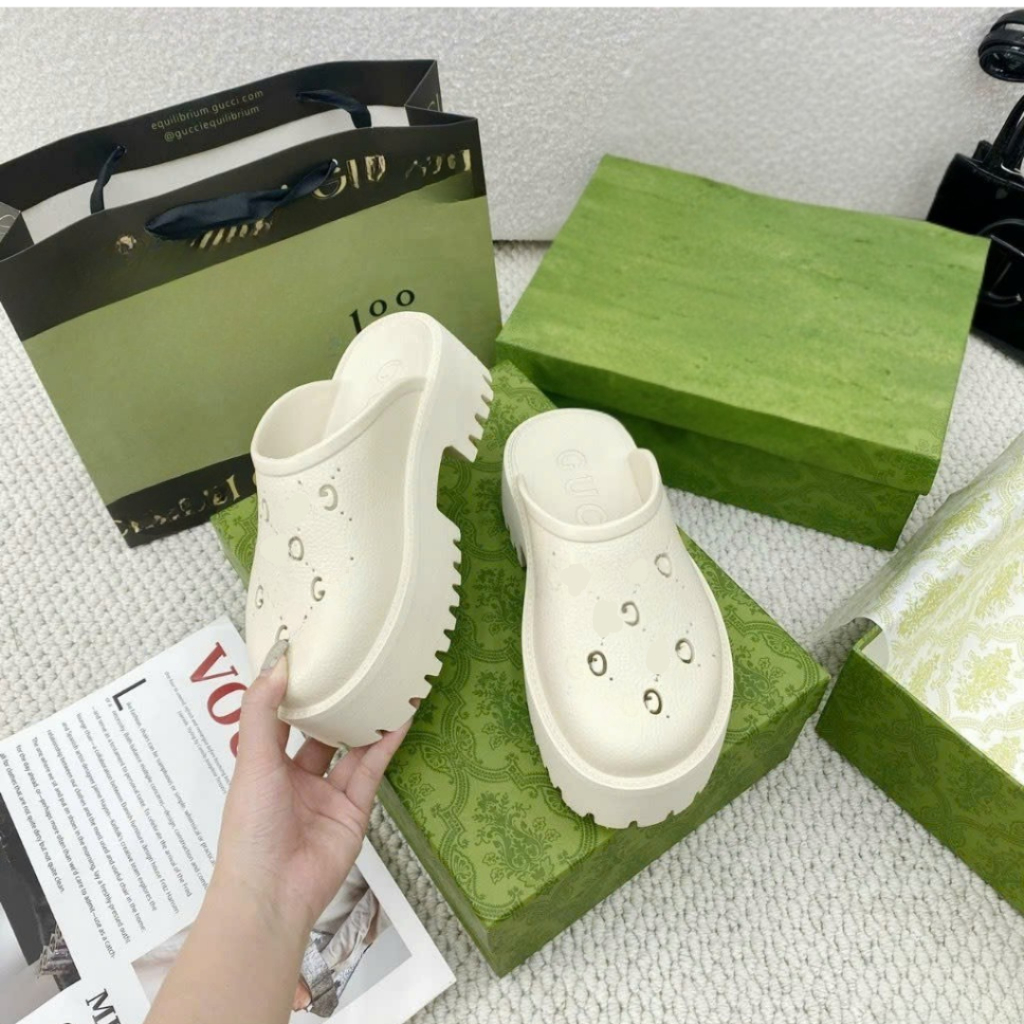 Dép Sục Nữ, Sục Nữ Đế 5cm Đủ Màu Trắng Kem Đen Tăng Chiều Cao Full Box || Gu_Xì