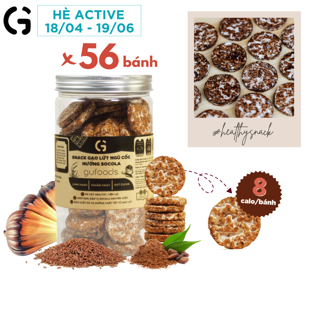 Ảnh Snack ăn kiêng gạo lứt ngũ cốc nguyên hạt GUfoods - Thanh đạm, Tiện lợi, Phù hợp Eat clean (80g/100g/200g) 2
