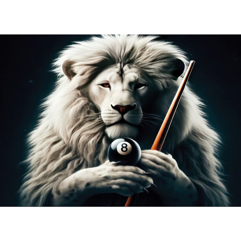 Tranh lụa 3D sư tử decor quán bida, clb billiards ấn tượng