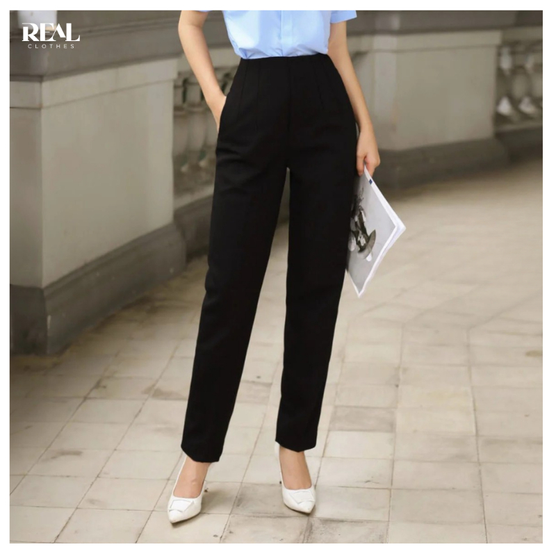 Quần baggy lưng cao che bụng Tokyo REAL CLOTHES (tổng hợp màu), co giãn nhẹ, ít nhăn