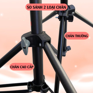 Chân Kẹp Điện Thoại Livestream, Quay Video, Vlog Cao 2m1 – Giá Đỡ Điện Thoại Xoay 360 Độ, Chân Đỡ Điện Thoại