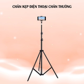 Chân Kẹp Điện Thoại Livestream, Quay Video, Vlog Cao 2m1 – Giá Đỡ Điện Thoại Xoay 360 Độ, Chân Đỡ Điện Thoại
