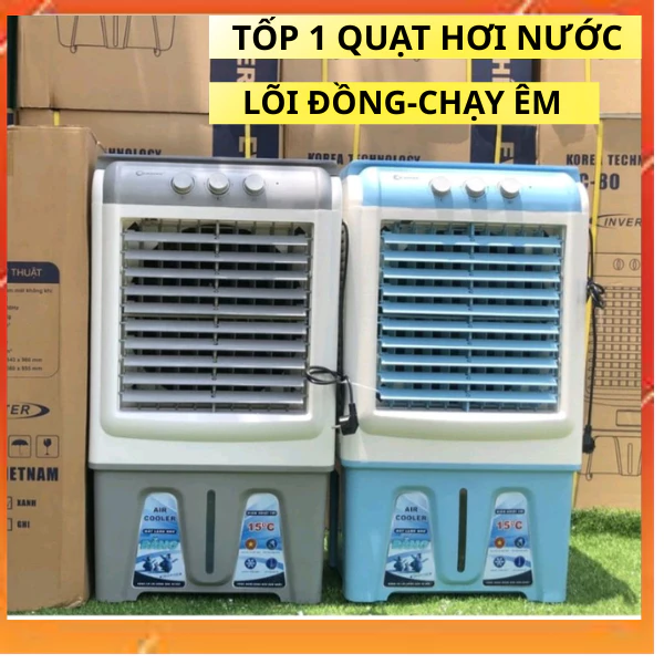 Quạt điều hoà hơi nước 45L 80L, Quạt hơi nước 80 lít máy làm mát không khí tặng kèm bánh xe di chuyển