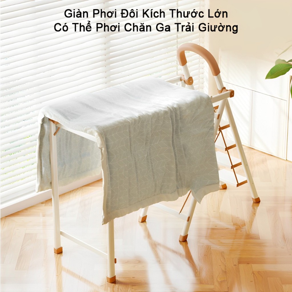Thang Gấp Gọn Thông Minh Kèm Giàn Phơi RELUX Khung Hợp Nhôm Chắc Chắn Đa Năng Tiện Lợi