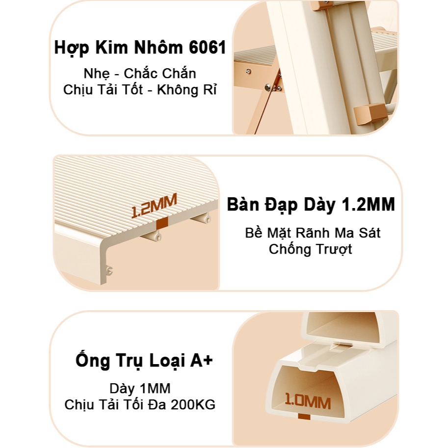 Thang Gấp Gọn Thông Minh Kèm Giàn Phơi RELUX Khung Hợp Nhôm Chắc Chắn Đa Năng Tiện Lợi