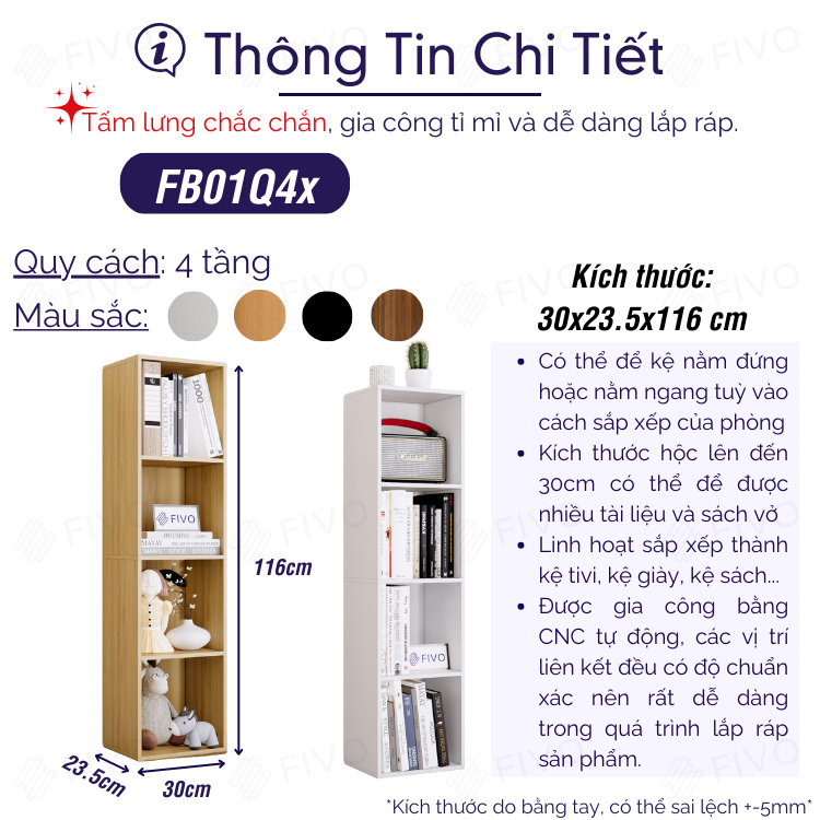 Ảnh Kệ Sách Gỗ Tổ Ong FIVO FB01 Đa Tầng Dễ Lắp Ráp, Có Tấm Lưng Dày Dặn, Phù Hợp Với Mọi Không Gian, Đa Dạng Cách Sắp Xếp 2