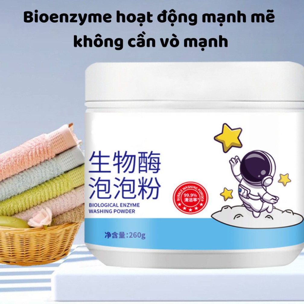 Bột Tẩy Trắng Quần Áo Enzyme Sinh Học 260g Đánh Bay Vết Bẩn Khử Vết Ố Vàng Làm Trắng Quần Áo