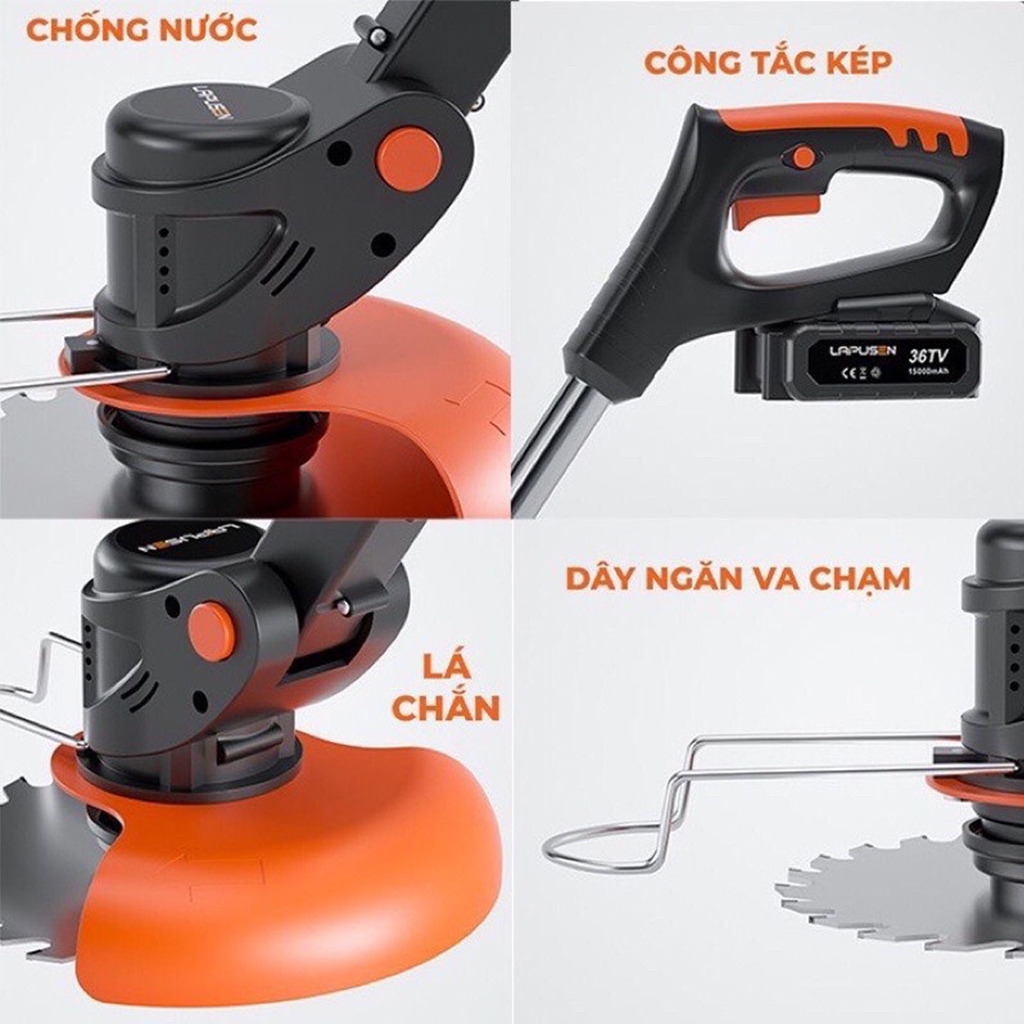 Máy cắt cỏ chạy pin LPS, máy cắt cỏ dùng pin cầm tay, động cơ lõi đồng, nhỏ gọn, dễ sử dụng.