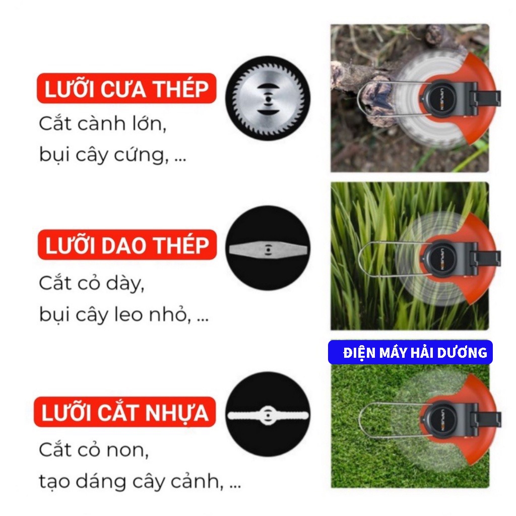 Máy cắt cỏ chạy pin LPS, máy cắt cỏ dùng pin cầm tay, động cơ lõi đồng, nhỏ gọn, dễ sử dụng.