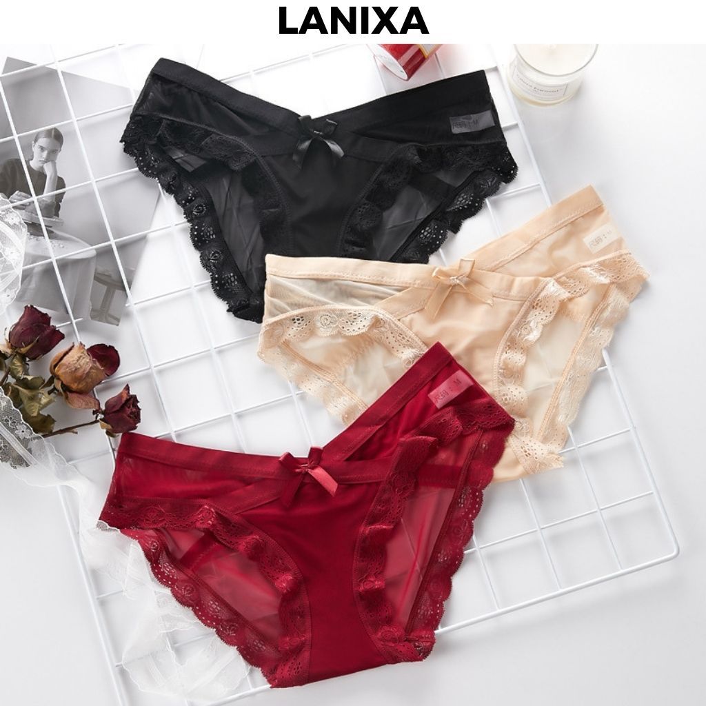 Quần lót nữ ren lưới cao cấp cạp vừa tôn dáng viền ren sang trọng kiểu dáng gợi cảm LANIXA L8136