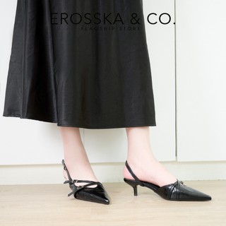Erosska - Giày cao gót nữ mũi nhọn hai dây mảnh ngang phối khóa cao 5cm màu đỏ đô - EH065