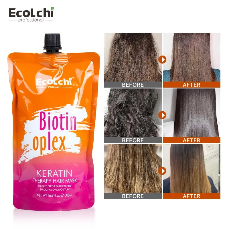Kem Ủ Tóc Ecolchi Keratin Biotin Oplex 500ml | Mềm Mượt Chuẩn Salon, Dưỡng Ẩm & Bóng Khỏe Cho Tóc Khô Xơ