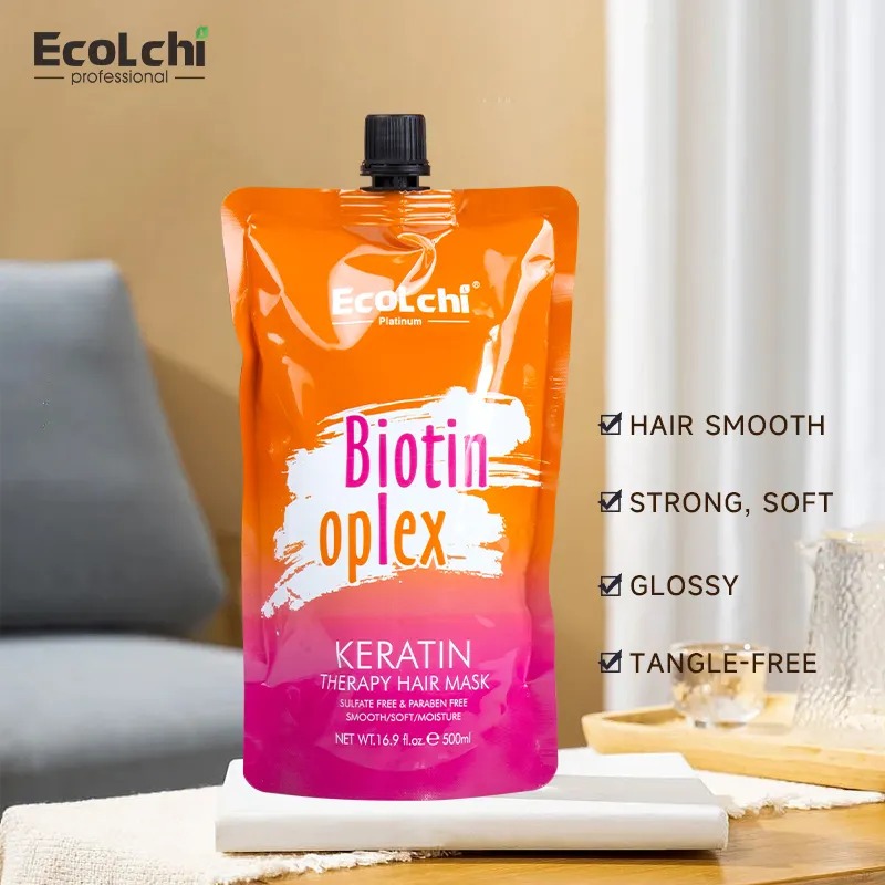 Kem Ủ Tóc Ecolchi Keratin Biotin Oplex 500ml | Mềm Mượt Chuẩn Salon, Dưỡng Ẩm & Bóng Khỏe Cho Tóc Khô Xơ