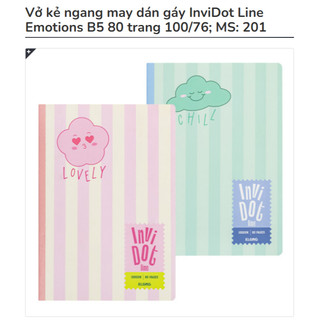 KLONG - Vở kẻ ngang may dán gáy InviDot Line Emotions B5 80 trang 100/76; MS: 201 ♥
