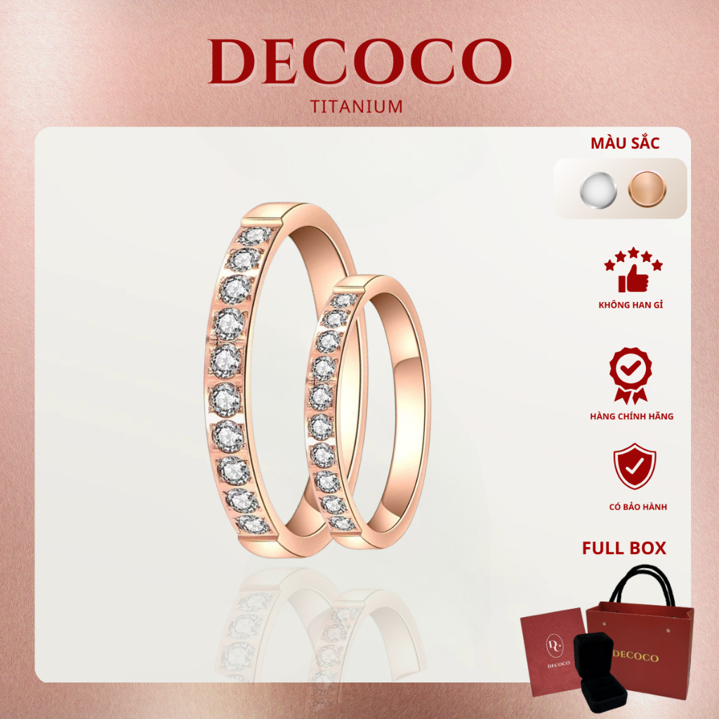 Nhẫn cặp đôi Venora DECOCO crystal silver rose gold ring titan không ...