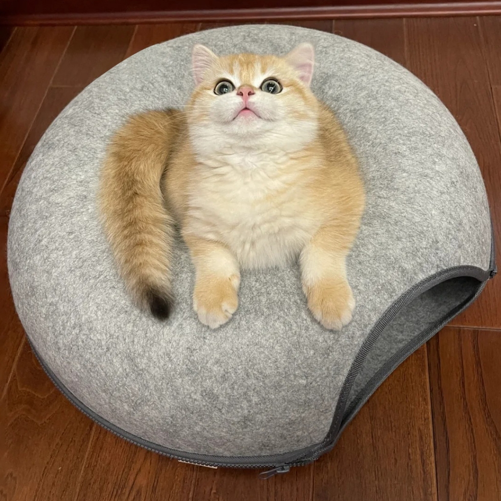 bánh rán nỉ mèo tổ nửa kín pet tổ khoan lỗ mèo đường hầm đồ chơi tổ ...