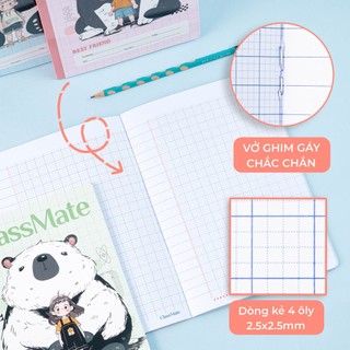 Vở Ô Ly 48 Trang CLASSMATE, Vở Kẻ 4 Ô Li 2,5x2,5mm Bìa Dễ Thương Giấy Trắng Tự Nhiên Cho Bé Tập Viết