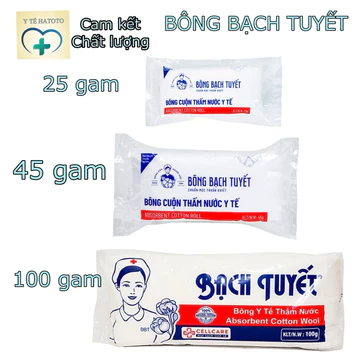 Bông gòn Bạch Tuyết y tế gói 25g, 45g, 100g, Dùng chăm sóc cá nhân và chăm sóc y tế, y tế hatoto