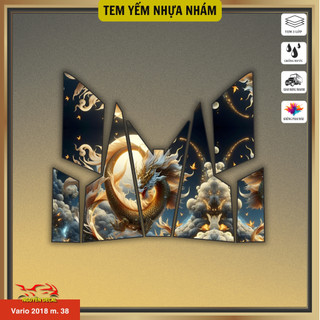 Decal dán yếm nhựa nhám trang trí xe Vario 2018 với thiết kế mẫu Quan Vũ, Hắc-Bạch long