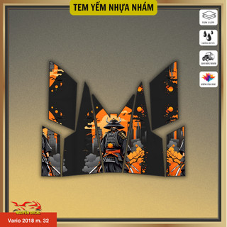 Decal dán yếm nhựa nhám trang trí xe Vario 2018 với thiết kế mẫu Quan Vũ, Hắc-Bạch long