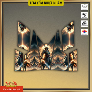 Decal dán yếm nhựa nhám trang trí xe Vario 2018 với thiết kế mẫu Quan Vũ, Hắc-Bạch long