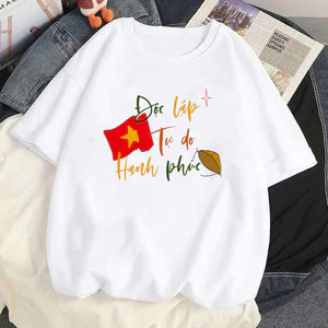 Áo thun ĐỘC LẬP TỰ DO HẠNH PHÚC cho bé trai bé gái gia đình, hội nhóm Áo phông unisex nam nữ vải cotton mát ta091
