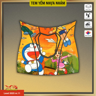 Tem dán yếm nhựa nhám trang trí xe Lead 2025 với thiết kế Doraemon đa vũ trụ nổi bật