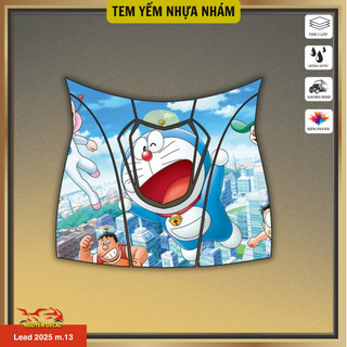 Tem dán yếm nhựa nhám trang trí xe Lead 2025 với thiết kế Doraemon đa vũ trụ nổi bật