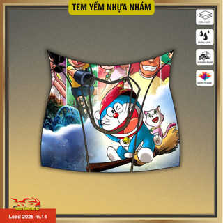 Tem dán yếm nhựa nhám trang trí xe Lead 2025 với thiết kế Doraemon đa vũ trụ nổi bật