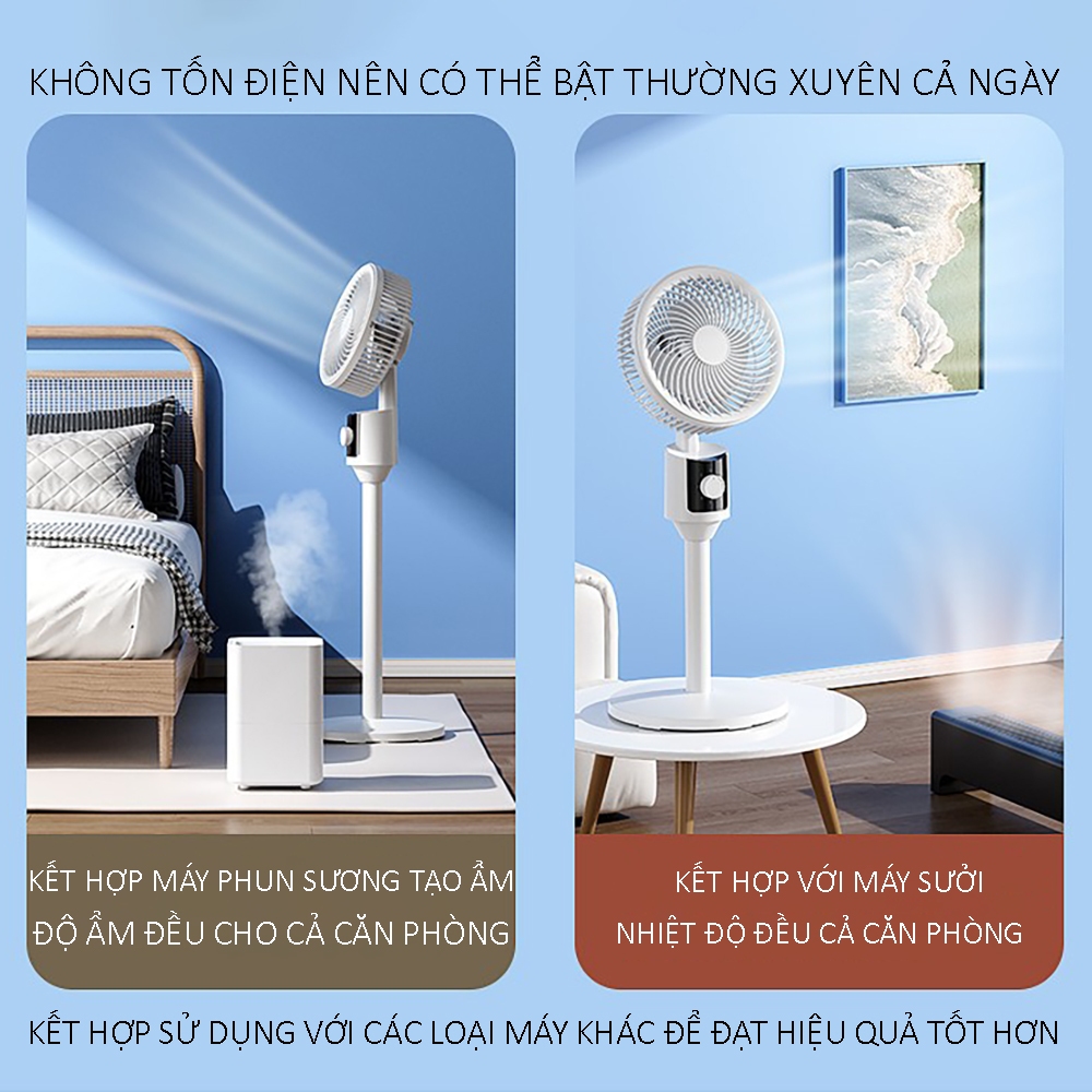 Quạt đứng đối lưu không khí, quạt đứng có xoay, tiết kiệm điện, tùy chỉnh chiều cao, bảo hành 3 năm