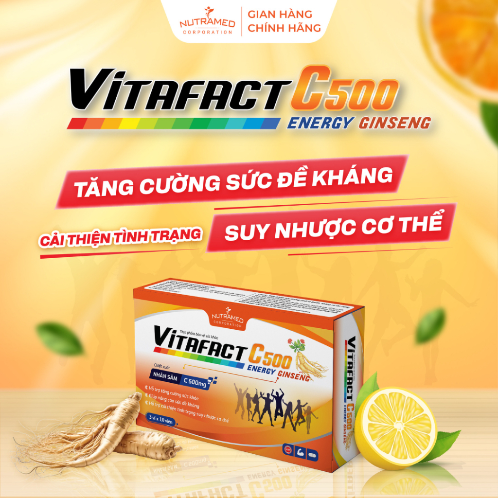 Viên uống Vitafact C500 hỗ trợ tăng cường sức đề kháng, cải thiện suy ...