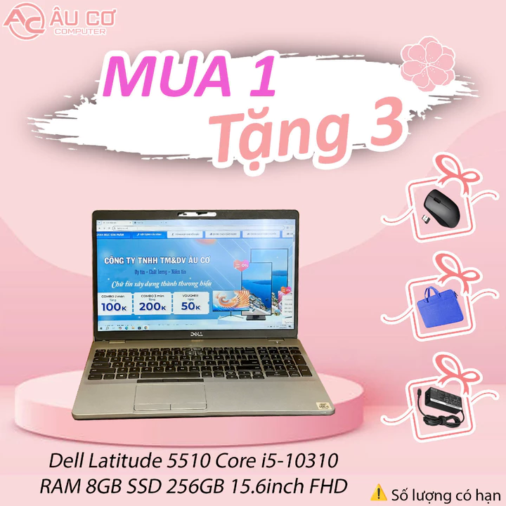 [Sale Sốc] Laptop Dell Latitude 5510 Core i5-10310U, RAM 8GB/16GB, SSD 256GB, màn 15.6 inch FHD - Cũ, bảo hành 3 tháng.