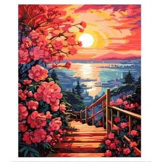 Tranh tô màu 40x50cm có khung HOA CHIỀU TÀ T1521, T1522