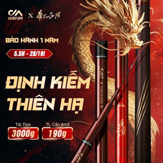 [Bảo Hành 1 Năm] Cần Câu Tay Định Kiếm Thiên Hạ 5.5H Cần Câu Đài Chính Hãng Carbon 30T+40T Cao Cấp